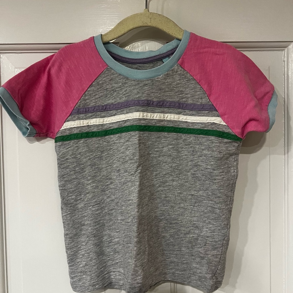 Boden Pink and Gray Kids Raglan T-Shirt 4-5
